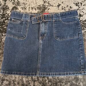Mossimo Dark Wash Denim Belted Jean Skirt Size 5
